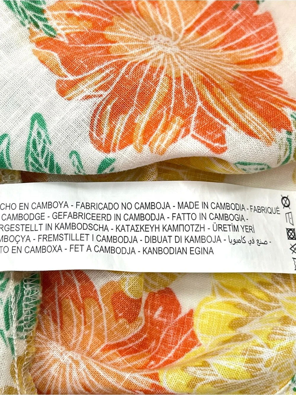 ZARA Kid's Linen Blend Sundress Orange Yellow Green Floral Print Size Girls 7
